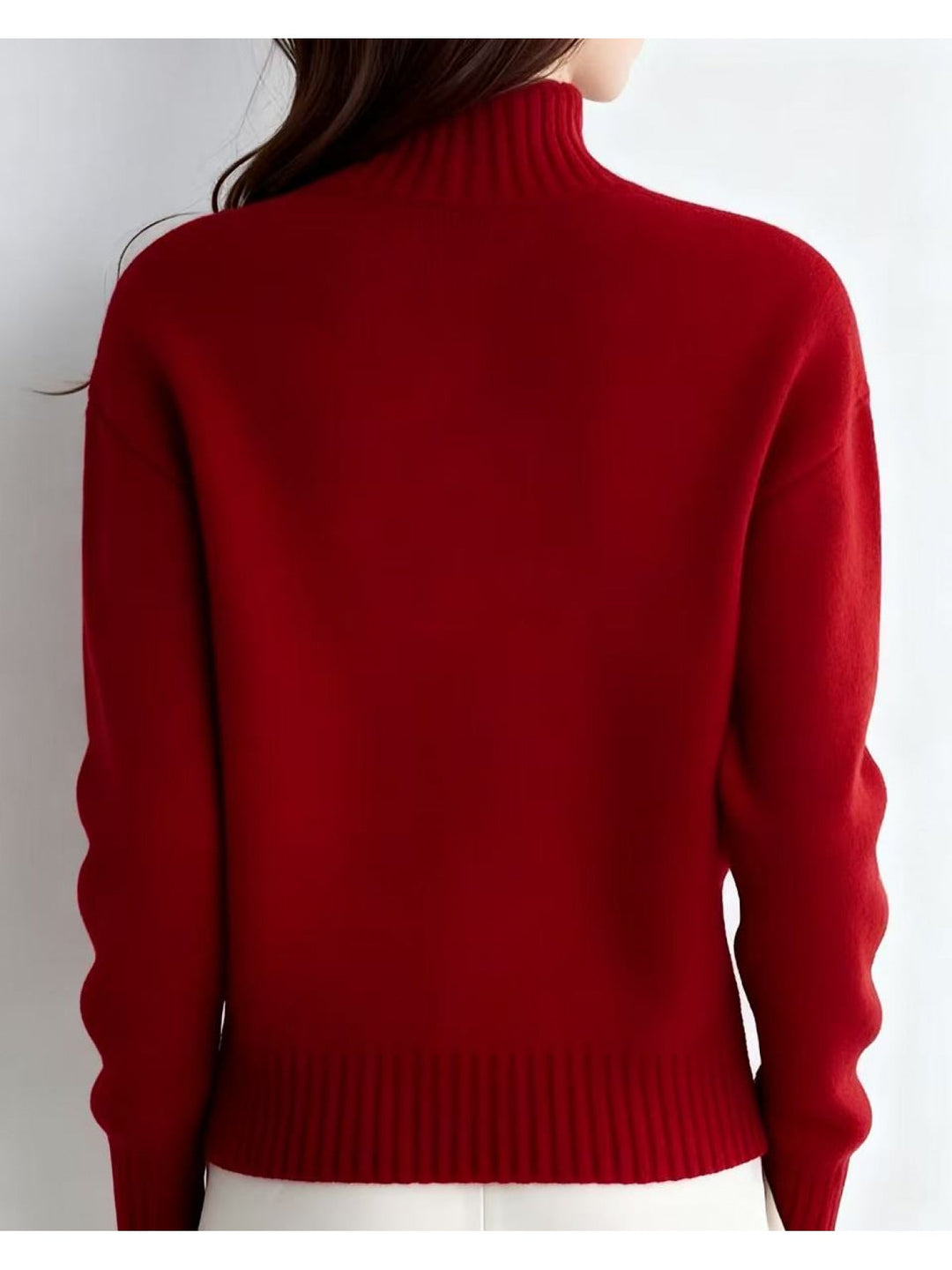 Golvane | Damen Strickjacke Stehkragen Knopfleiste - Red - Image 4