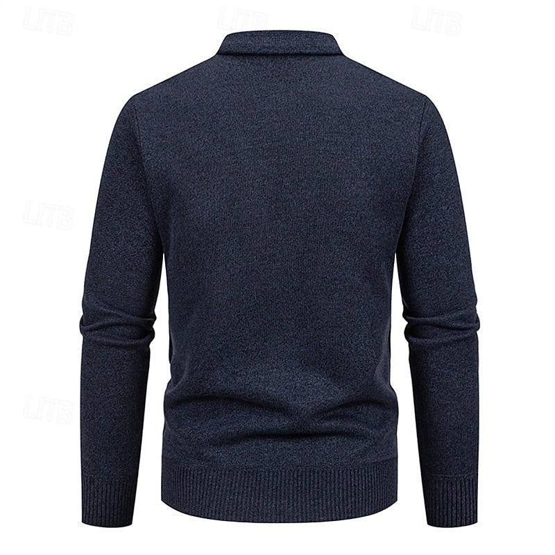 Golvard | Herren Strickjacke Rautenmuster V-Ausschnitt - Navy - Image 10