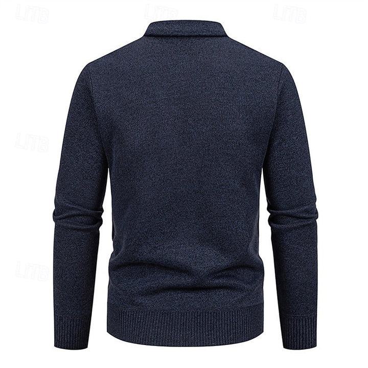Golvard | Herren Strickjacke Rautenmuster V-Ausschnitt - Navy - Image 10