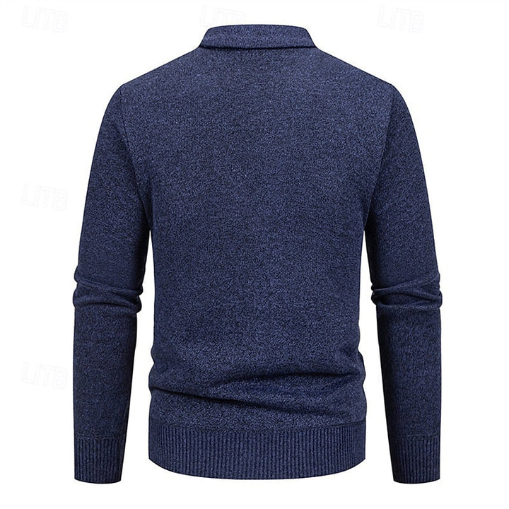 Golvard | Herren Strickjacke Rautenmuster V-Ausschnitt - Navy - Image 4