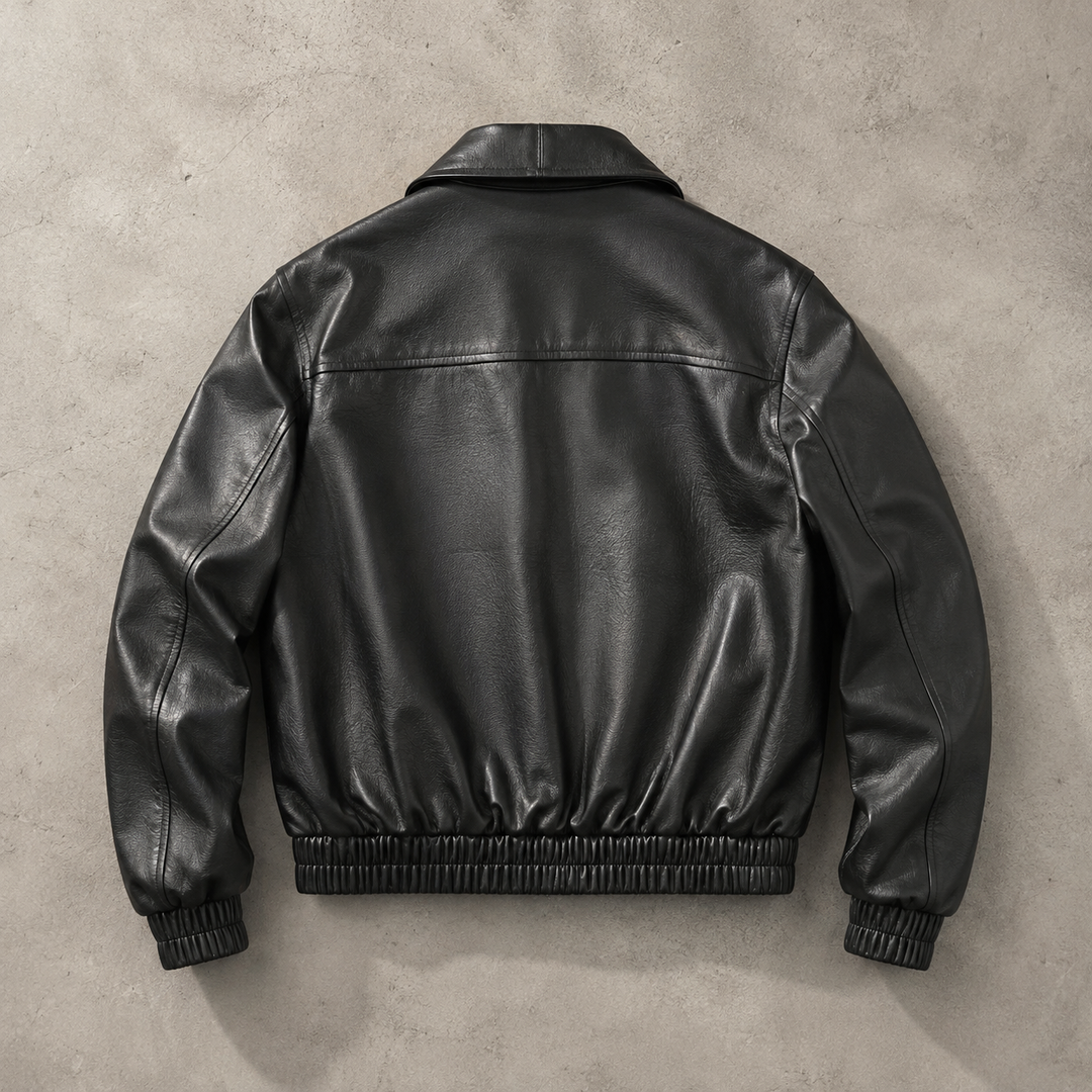 Golvarn | Herren Lederjacke Oversized Blouson - Black - Image 3