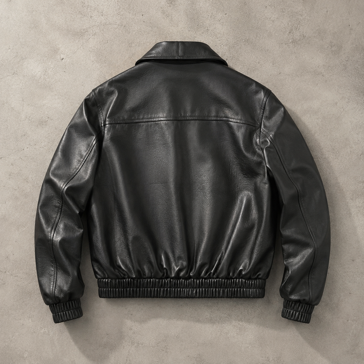 Golvarn | Herren Lederjacke Oversized Blouson - Black - Image 3
