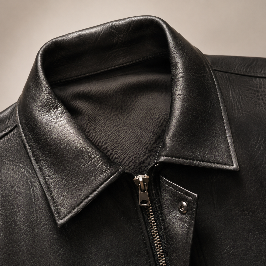 Golvarn | Herren Lederjacke Oversized Blouson - Black - Image 5