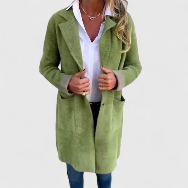 Golveke | Damen Lange Strickjacke mit Knöpfen - Green - Image 2