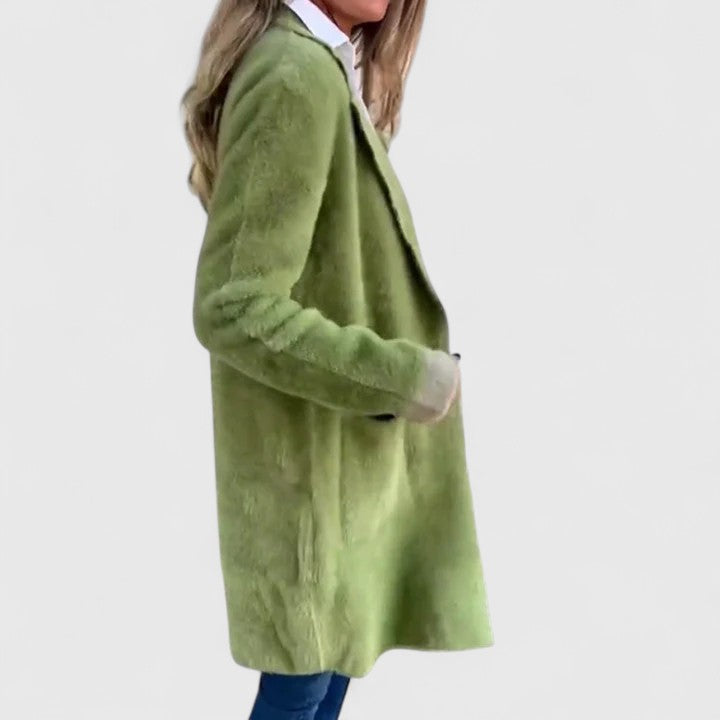 Golveke | Damen Lange Strickjacke mit Knöpfen - Green - Image 3