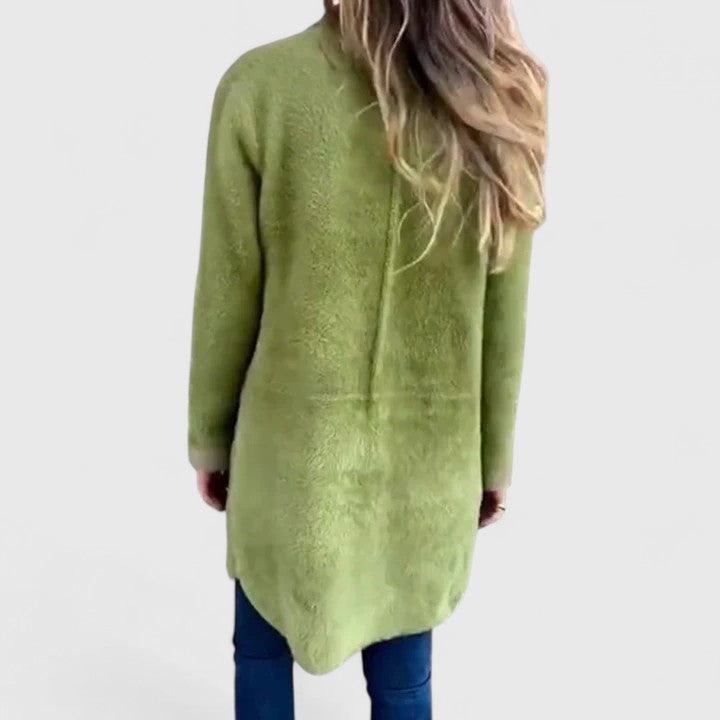 Golveke | Damen Lange Strickjacke mit Knöpfen - Green - Image 4