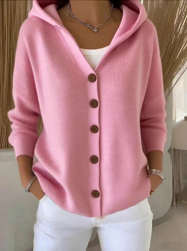Golvekka | Damen Strickjacke mit Kapuze - Pink - Image 1