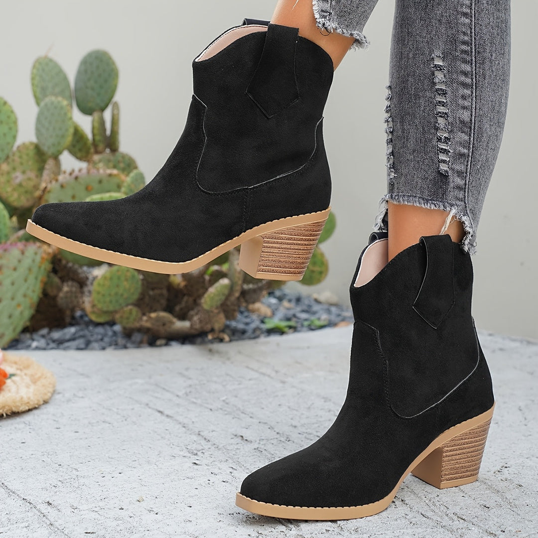 Golvind | Damen Western Stiefelette mit Blockabsatz - Taupe - Image 2