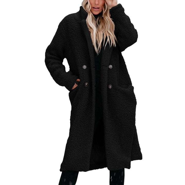 Golvinde | Damen Teddymantel Lang mit Knopfleiste - Beige - Image 10