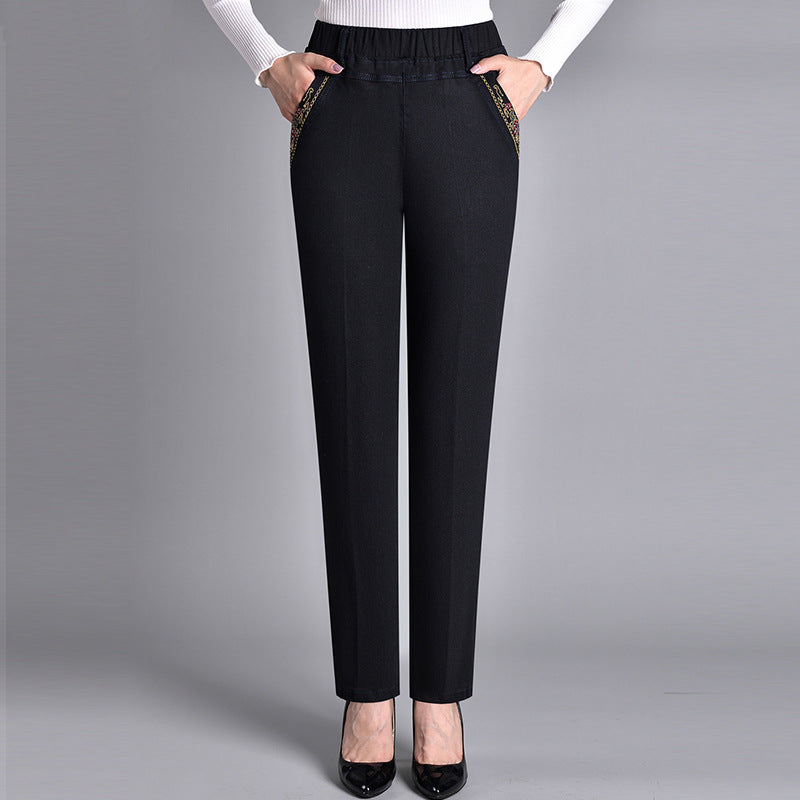 Golvindra | Damen Jeans Hose Gerade Elastischer Bund - Image 2