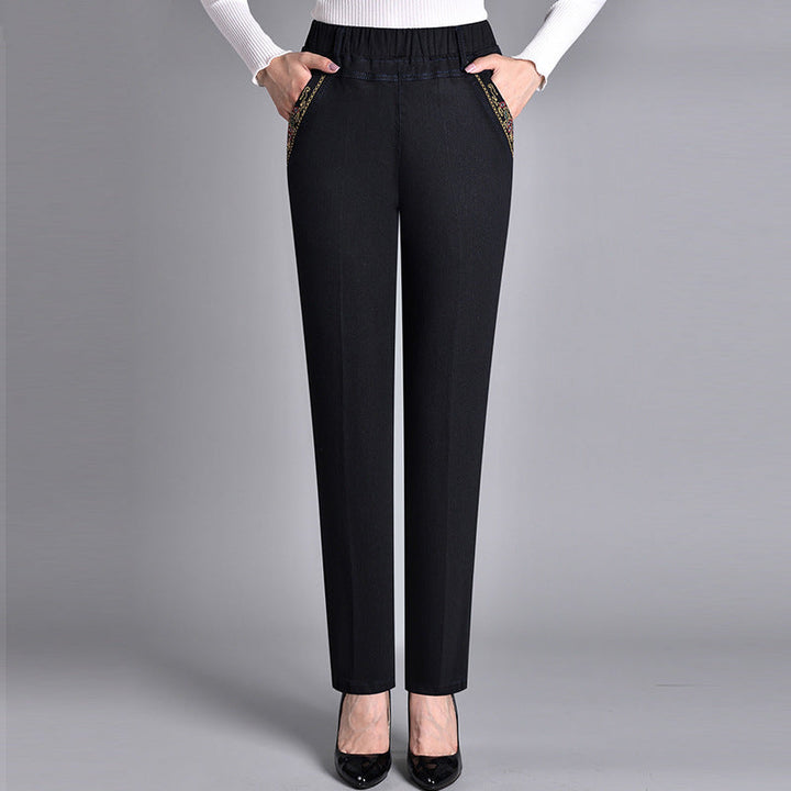 Golvindra | Damen Jeans Hose Gerade Elastischer Bund - Image 2