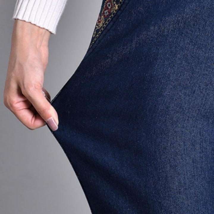 Golvindra | Damen Jeans Hose Gerade Elastischer Bund - Image 4