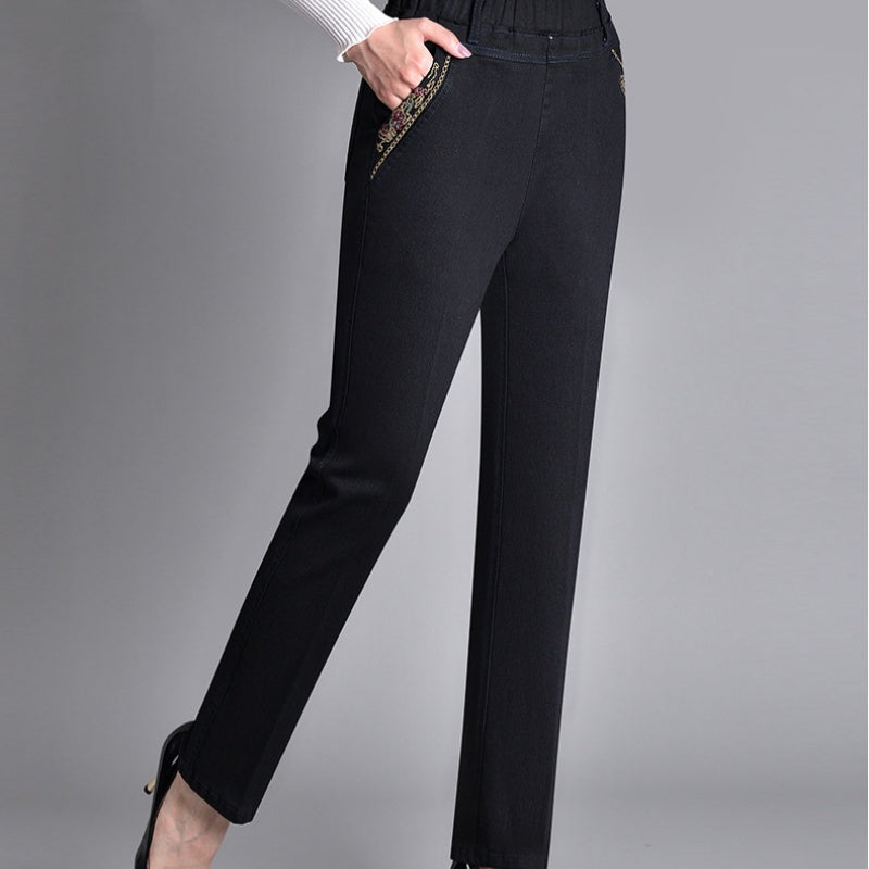 Golvindra | Damen Jeans Hose Gerade Elastischer Bund - Image 5