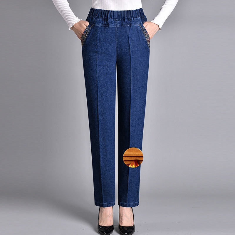 Golvindra | Damen Jeans Hose Gerade Elastischer Bund - Image 7