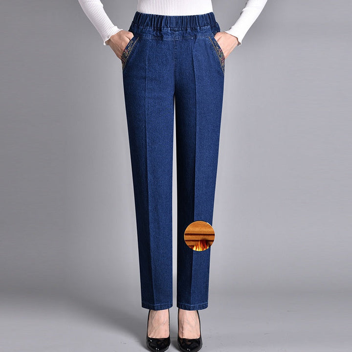 Golvindra | Damen Jeans Hose Gerade Elastischer Bund - Image 7