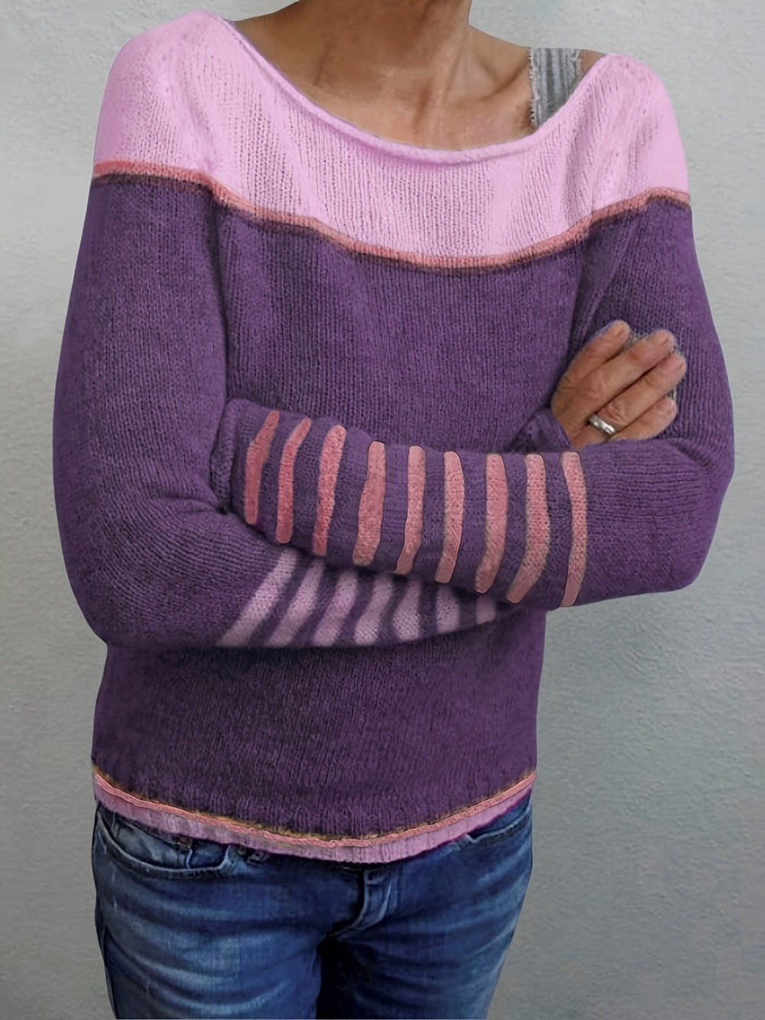 Golvine | Damen Colour-Block Pullover mit Bootsausschnitt - Image 8