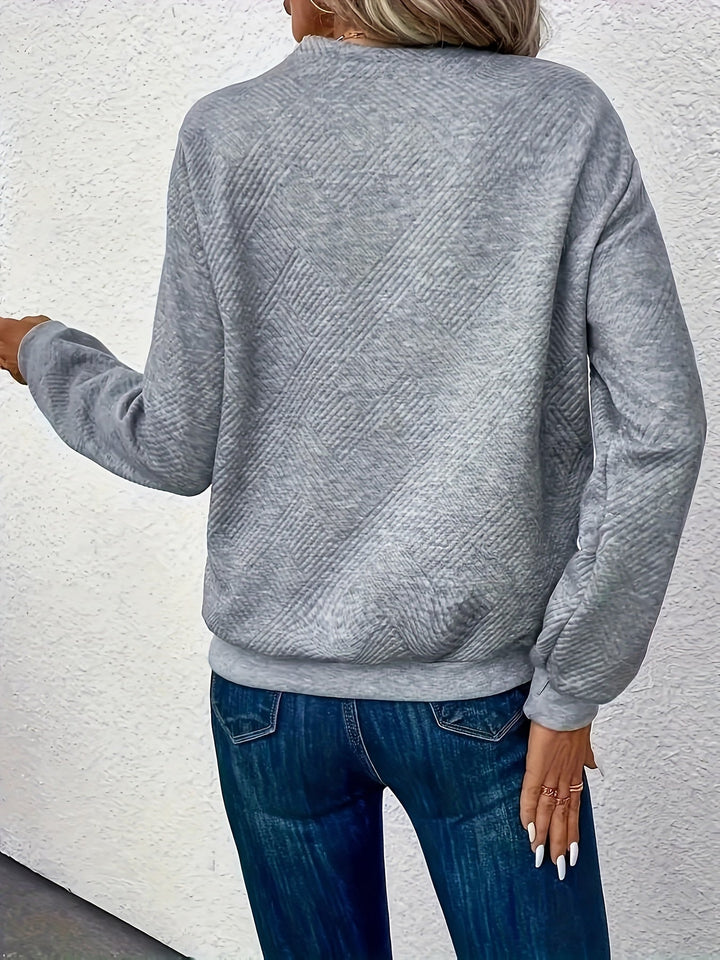 Golvine | Damen Pullover asymmetrischer Knopfkragen - Grey - Image 6