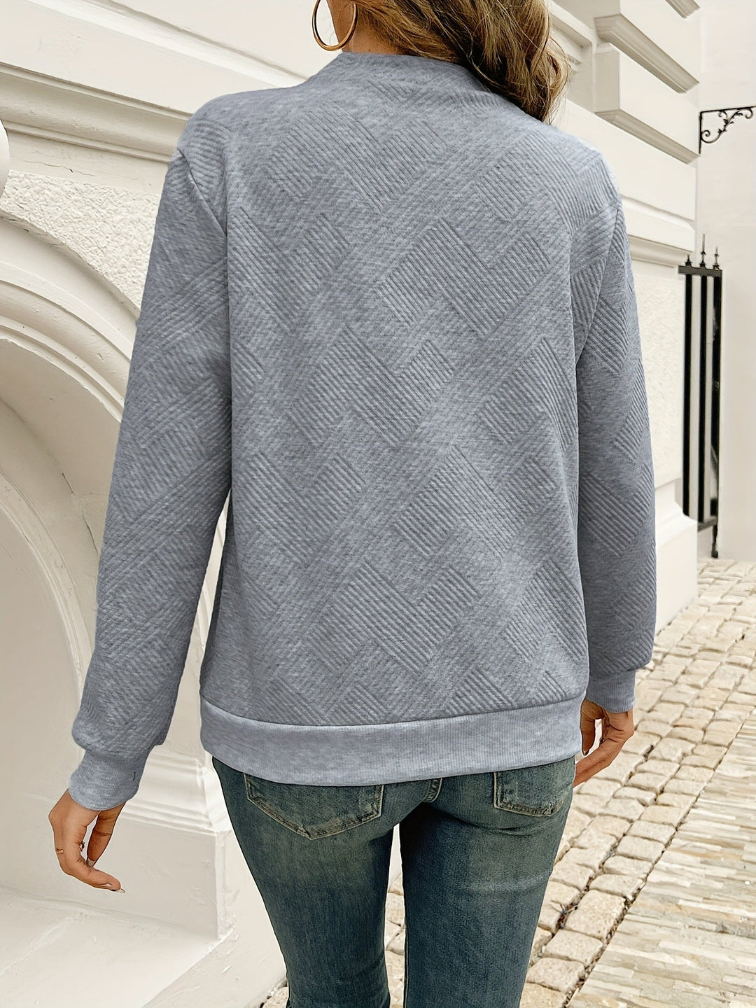 Golvine | Damen Pullover asymmetrischer Knopfkragen - Grey - Image 9