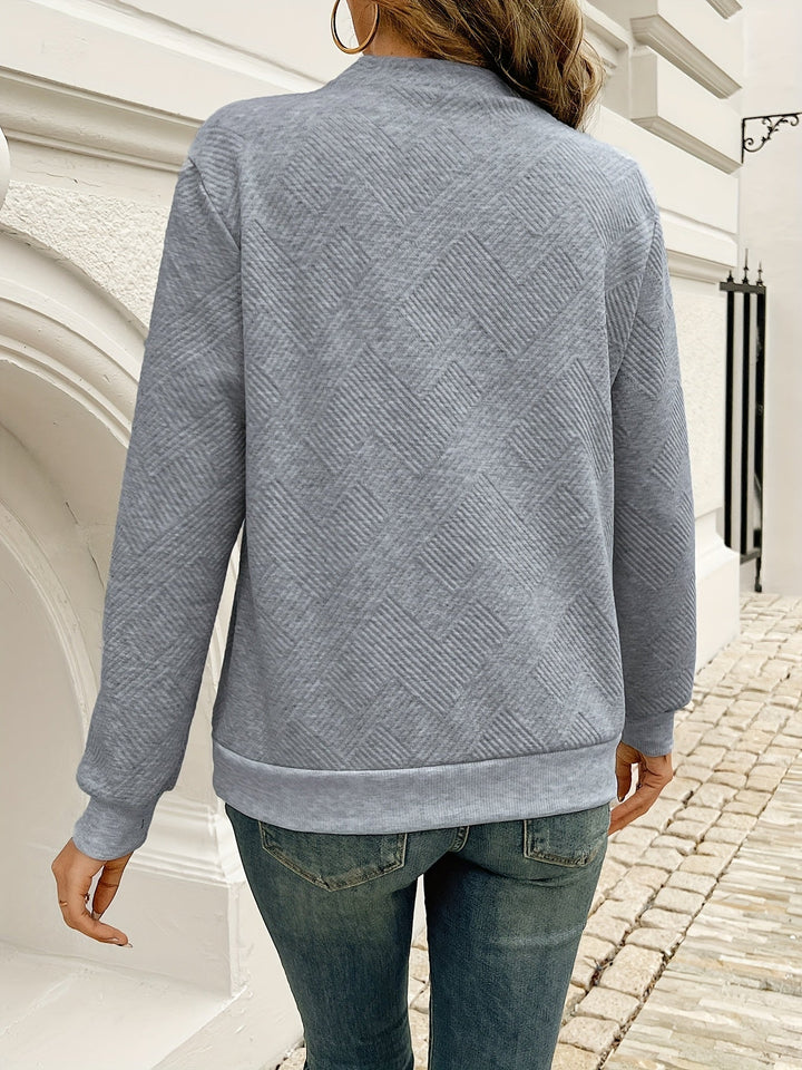 Golvine | Damen Pullover asymmetrischer Knopfkragen - Grey - Image 9