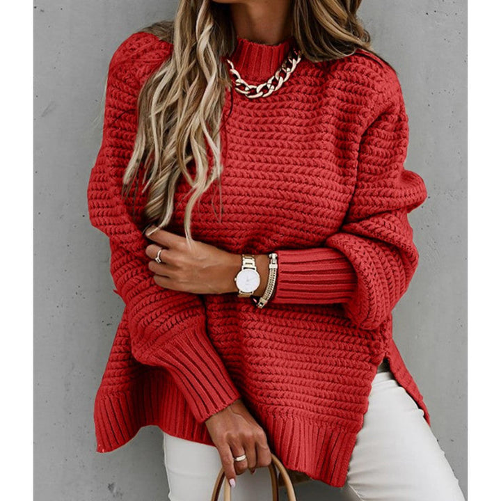 Golvra | Damen Oversize Grobstrick Pullover - Red - Image 1