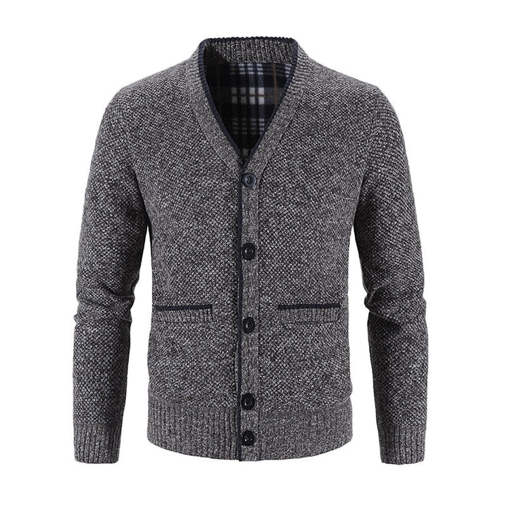 Golvrik | Herren Strickjacke V-Ausschnitt Knopfleiste - Light Grey - Image 10