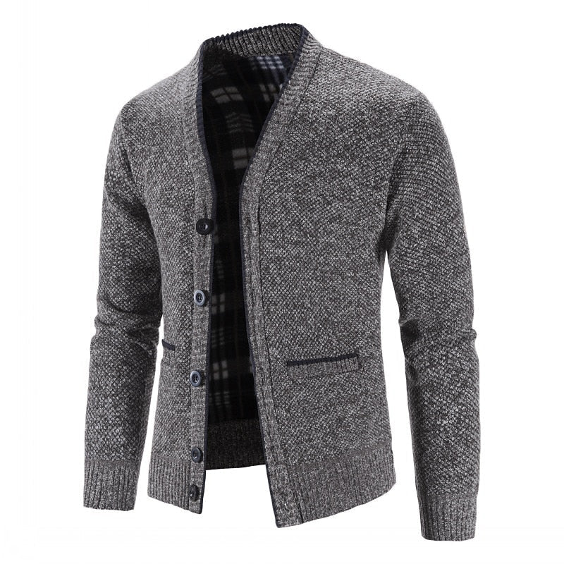Golvrik | Herren Strickjacke V-Ausschnitt Knopfleiste - Light Grey - Image 11