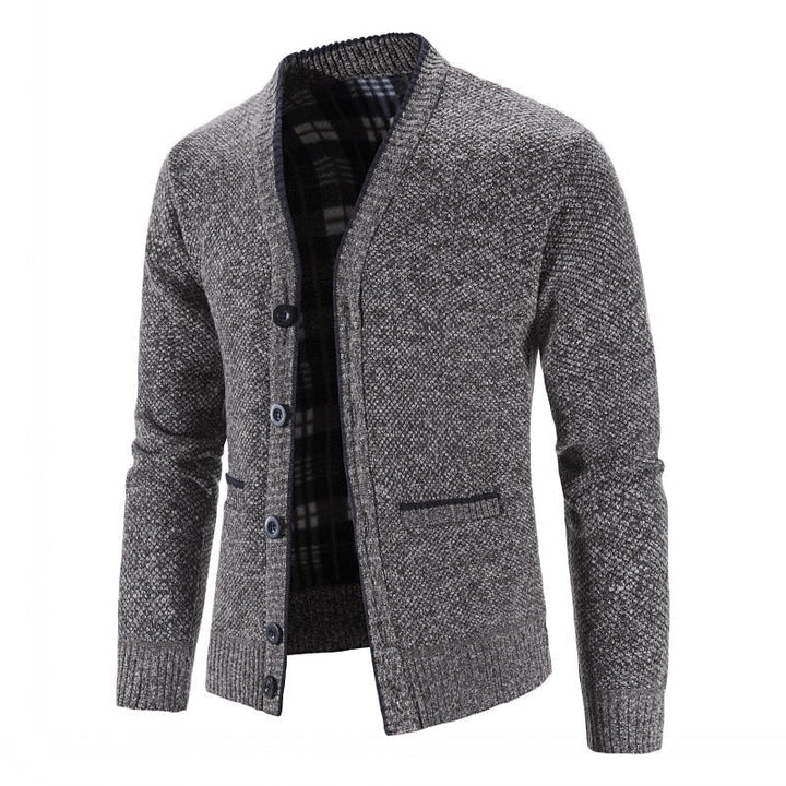 Golvrik | Herren Strickjacke V-Ausschnitt Knopfleiste - Light Grey - Image 11