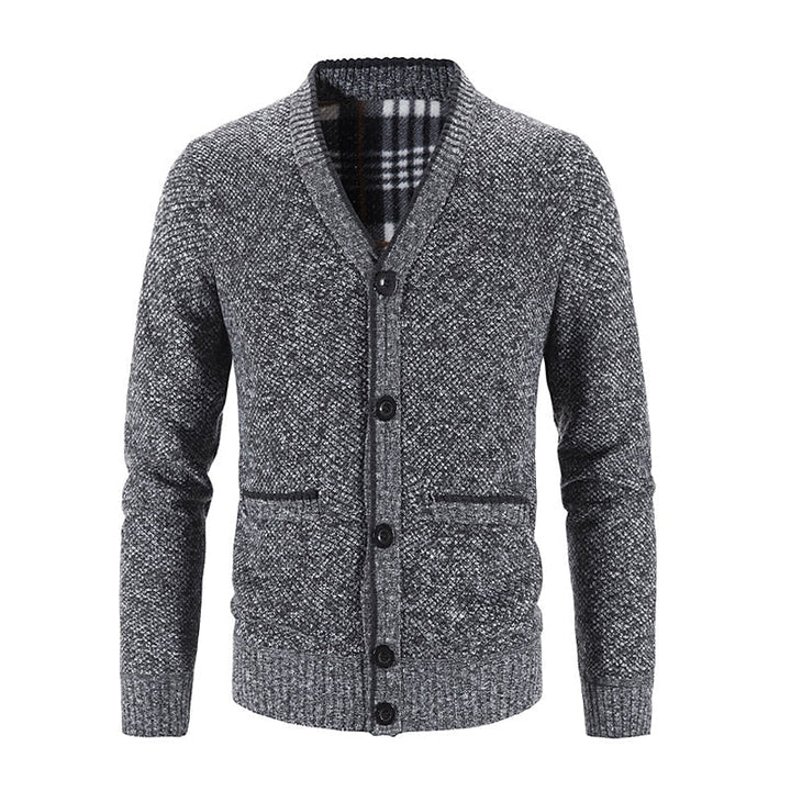 Golvrik | Herren Strickjacke V-Ausschnitt Knopfleiste - Light Grey - Image 2