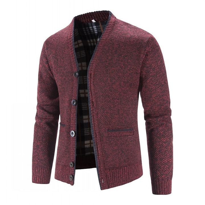 Golvrik | Herren Strickjacke V-Ausschnitt Knopfleiste - Light Grey - Image 4