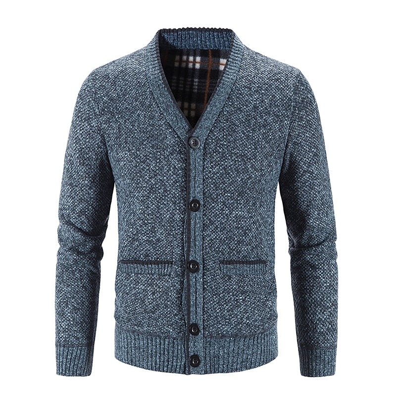 Golvrik | Herren Strickjacke V-Ausschnitt Knopfleiste - Light Grey - Image 8