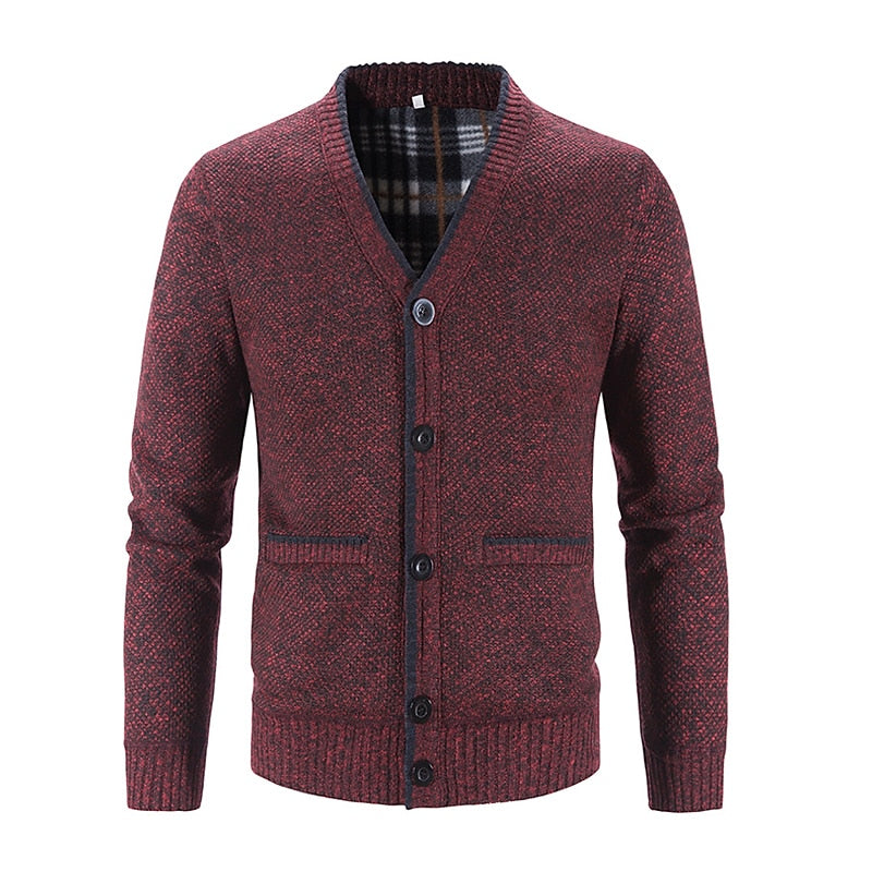 Golvrik | Herren Strickjacke V-Ausschnitt Knopfleiste - Light Grey - Image 9
