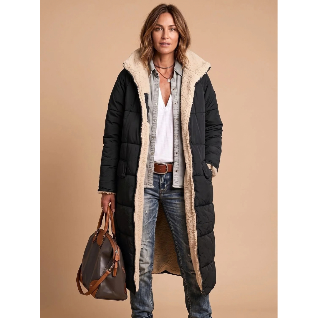 Grelvaine | Damen Lange Winterjacke mit Teddyfutter - Image 2