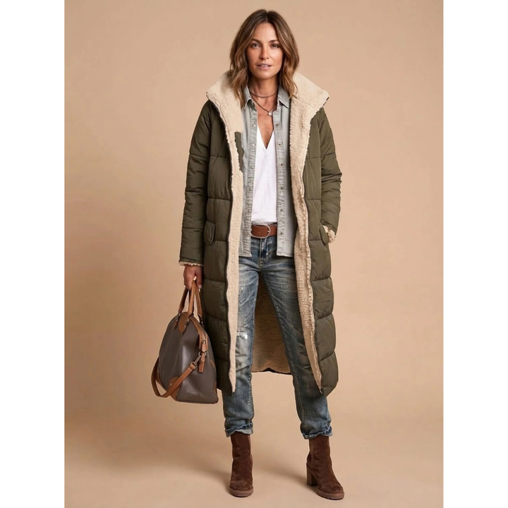 Grelvaine | Damen Lange Winterjacke mit Teddyfutter - Image 5