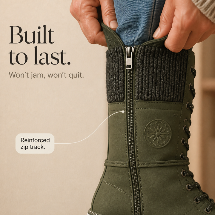 Grenvik | Damen Kniehohe Winterstiefel Gefüttert - Olive Green - Image 7