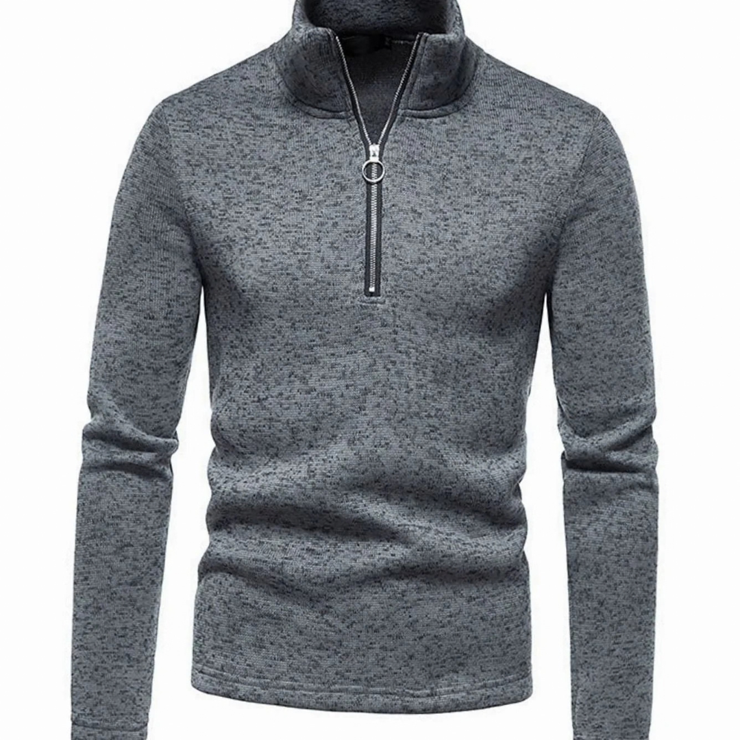 Grenvik | Herren Strickpullover Reißverschluss Stehkragen - Dark Grey - Image 1