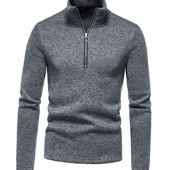 Grenvik | Herren Strickpullover Reißverschluss Stehkragen - Dark Grey - Image 1