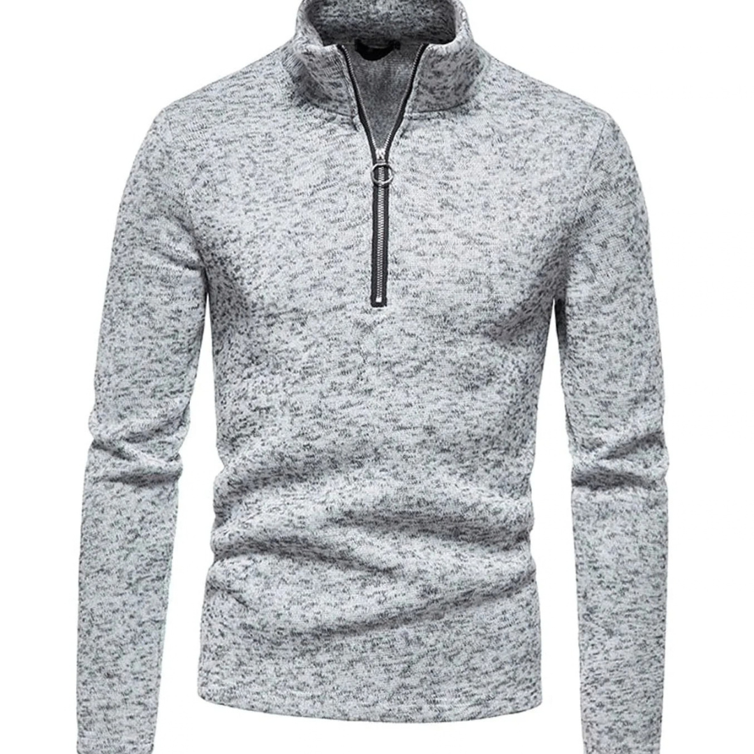 Grenvik | Herren Strickpullover Reißverschluss Stehkragen - Dark Grey - Image 2