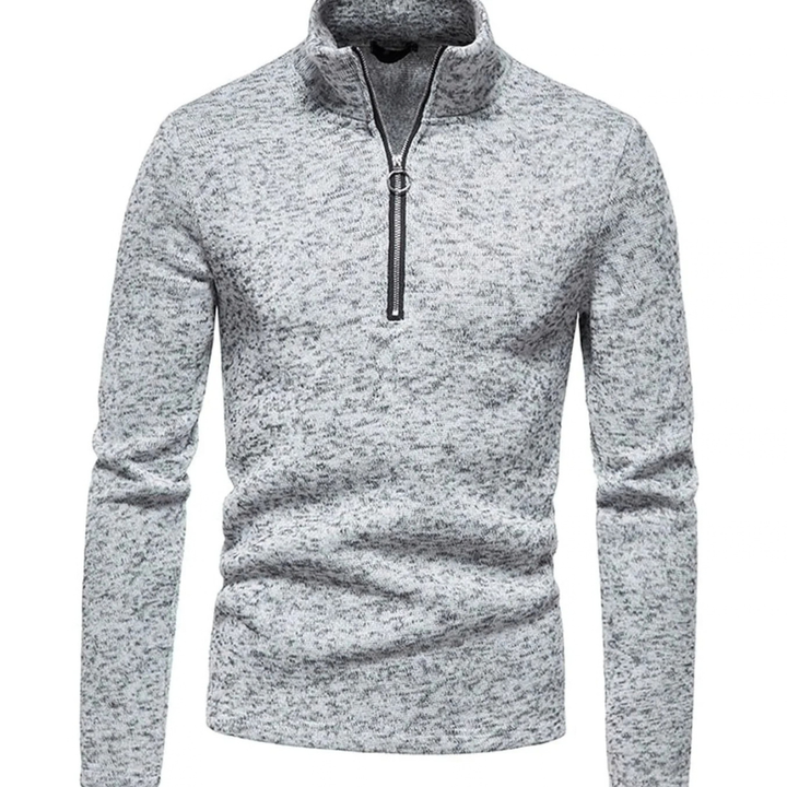 Grenvik | Herren Strickpullover Reißverschluss Stehkragen - Dark Grey - Image 2