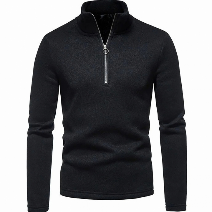 Grenvik | Herren Strickpullover Reißverschluss Stehkragen - Dark Grey - Image 4