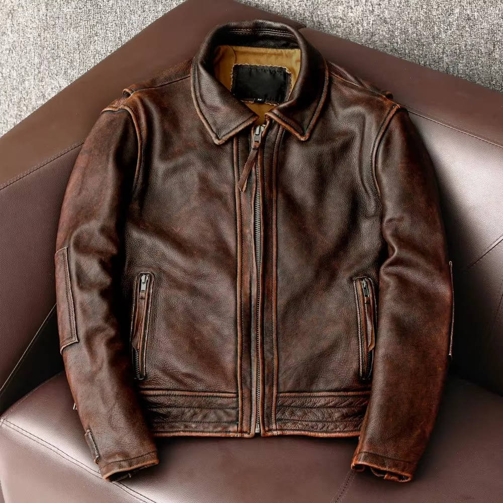 Gundram | Herren Lederjacke Vintage Used-Look - Brown - Image 2