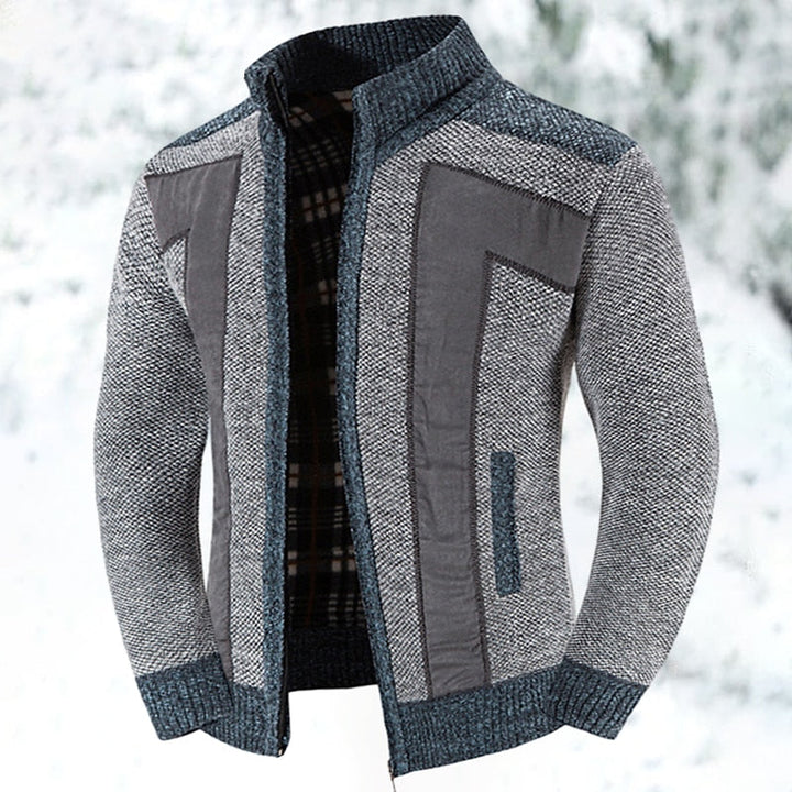 Gundrek | Herren Strickjacke Reißverschluss Gefüttert - Light Grey - Image 1