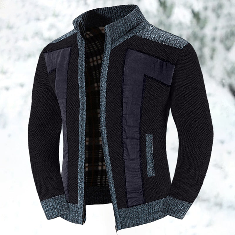 Gundrek | Herren Strickjacke Reißverschluss Gefüttert - Light Grey - Image 3