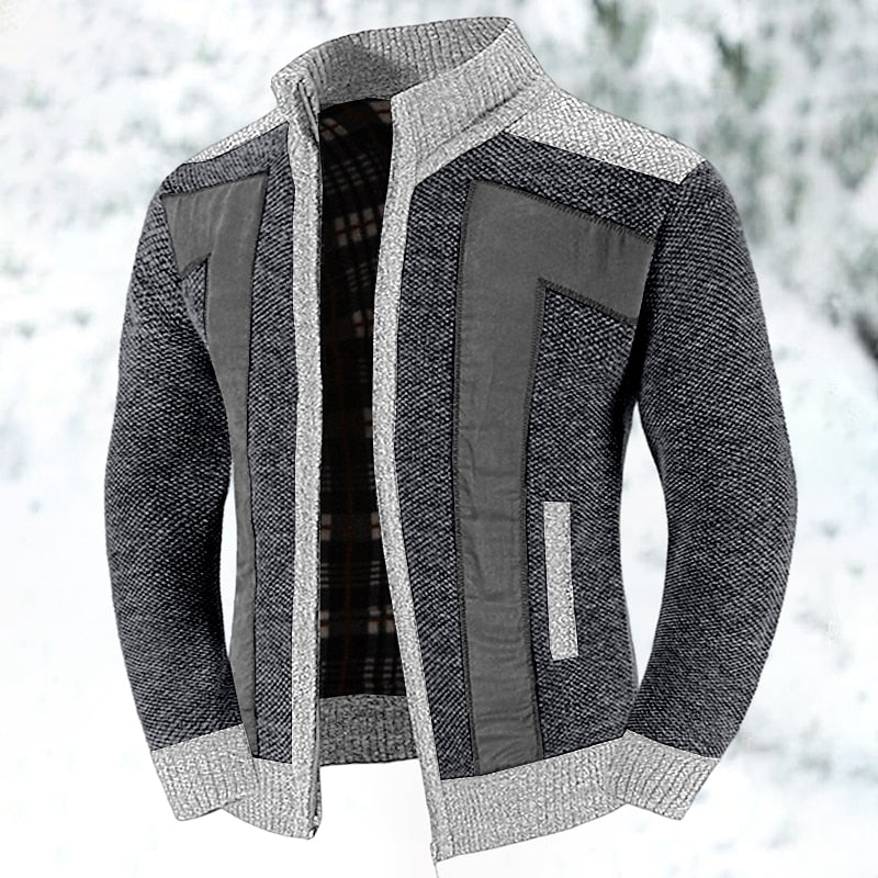 Gundrek | Herren Strickjacke Reißverschluss Gefüttert - Light Grey - Image 5