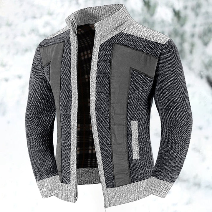 Gundrek | Herren Strickjacke Reißverschluss Gefüttert - Light Grey - Image 5