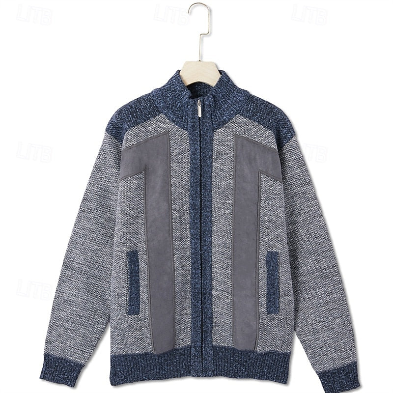 Gundrek | Herren Strickjacke Reißverschluss Gefüttert - Light Grey - Image 7
