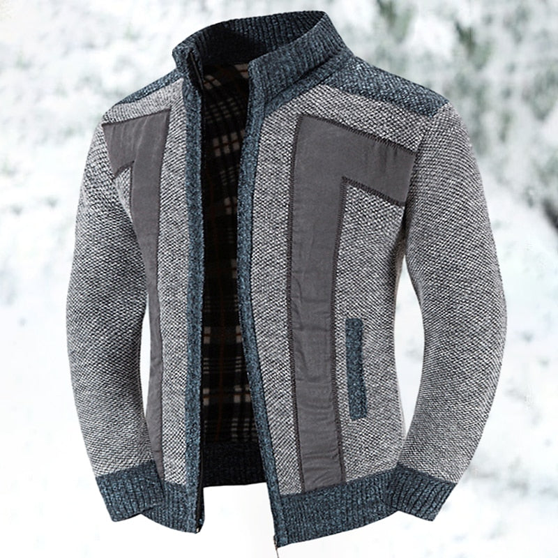 Gundrek | Herren Strickjacke Reißverschluss Gefüttert - Light Grey - Image 8