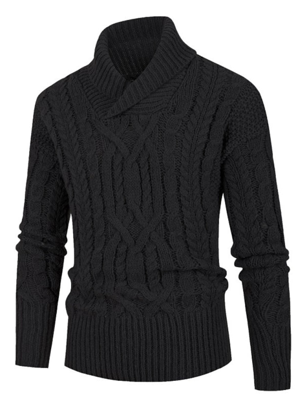 Gundrik | Herren Strickpullover Rollkragen Zopfmuster - Black - Image 5