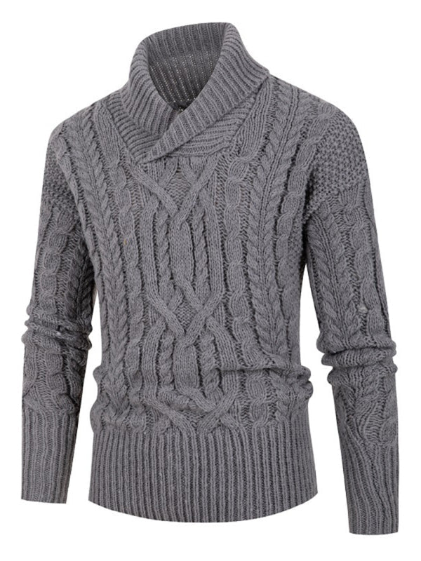 Gundrik | Herren Strickpullover Rollkragen Zopfmuster - Black - Image 6