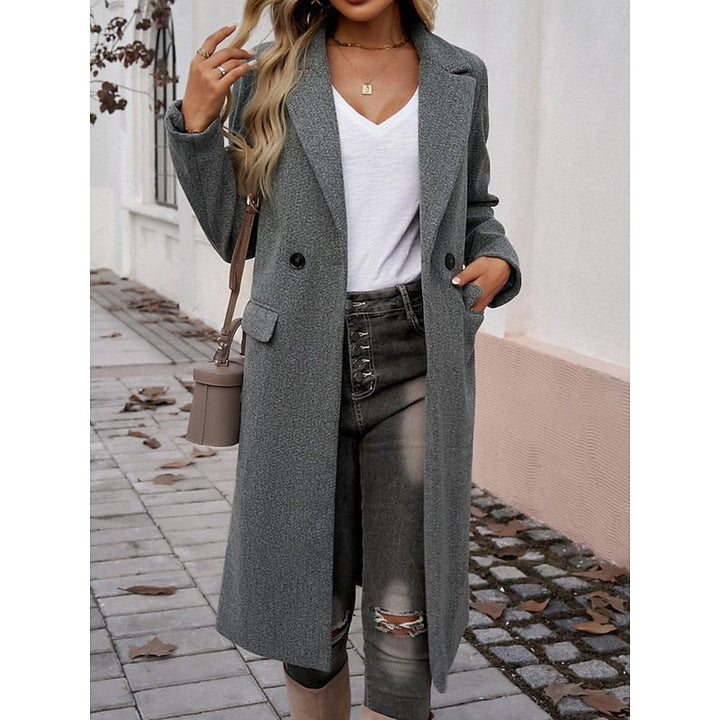 Gundrun | Damen Langer Wintermantel Grau - Grey - Image 3