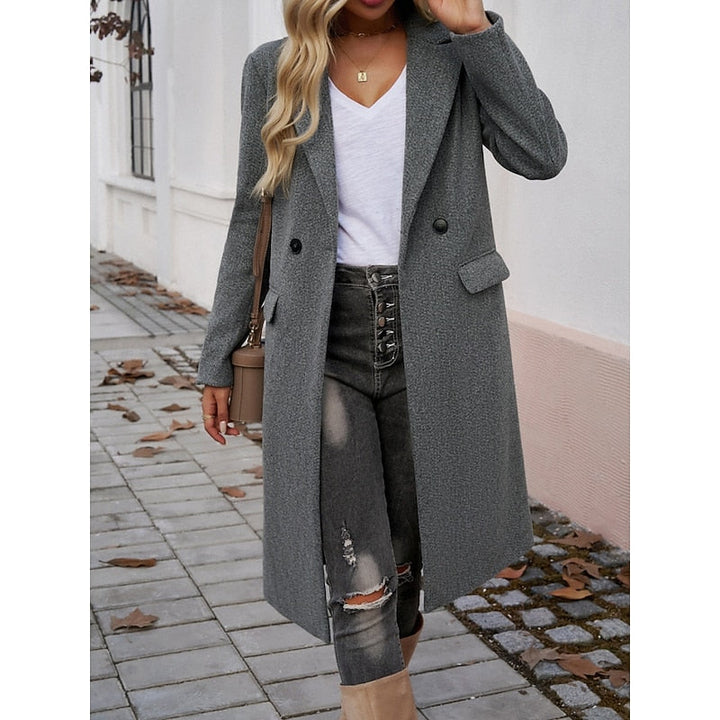 Gundrun | Damen Langer Wintermantel Grau - Grey - Image 4